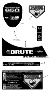 Decal Group Diagram and Parts List for 7800267-BTP2265HW 2008 Briggs and Stratton Lawn Mower